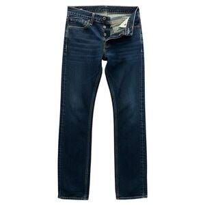 The HOLLISTER Slim-Fit Jeans Men Size 32x34 Blue Dark Denim Button Closure